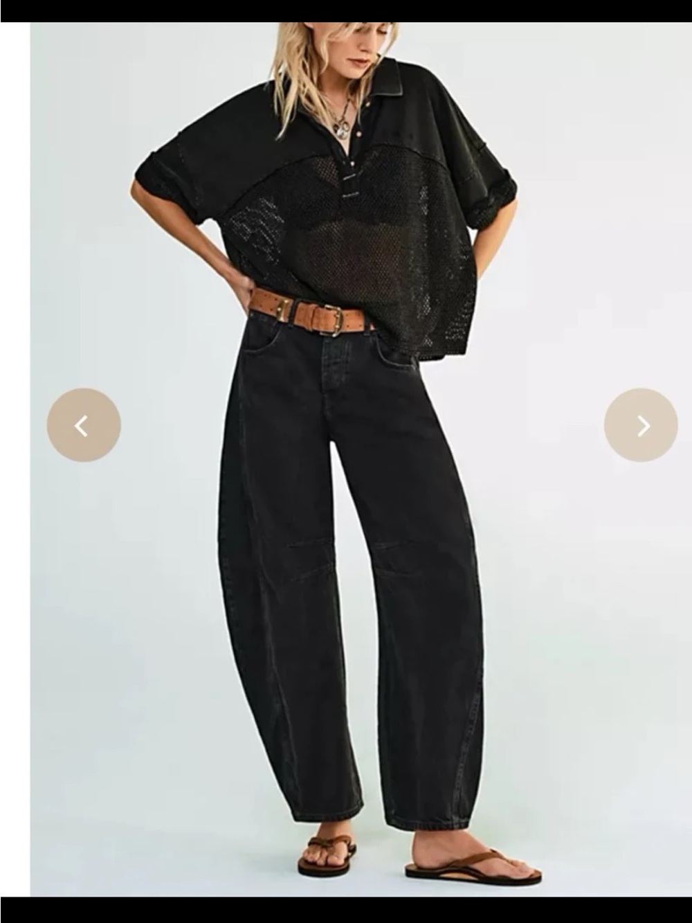 FREE PEOPLE WE THE FREE GOOD LUCK MID RISE BARREL JEAN - SOUNDWAVE 7503 
size 29 - Picture 3 of 12